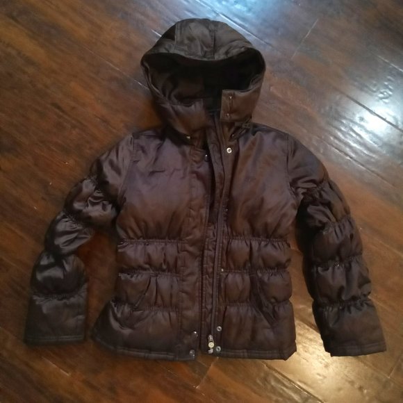 Tommy Hilfiger Other - Tommy Hilfiger Glossy Brown Puffer Coat with Detachable Hood Medium 7/8